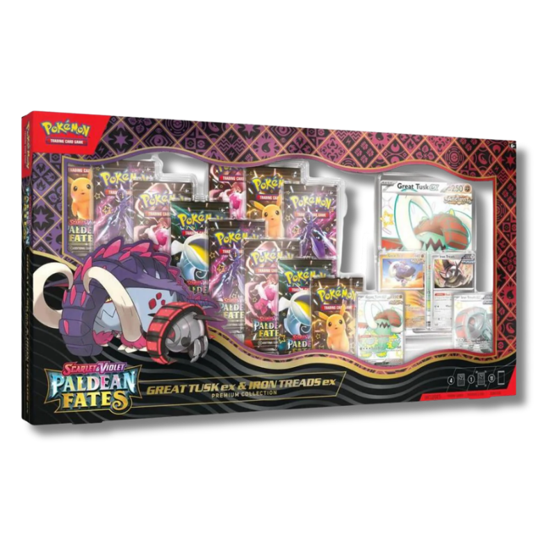 Pokemon: Paldean Fates Great Tusk ex & Iron Treads ex Premium Collection Box (USA EXKLUSIV)